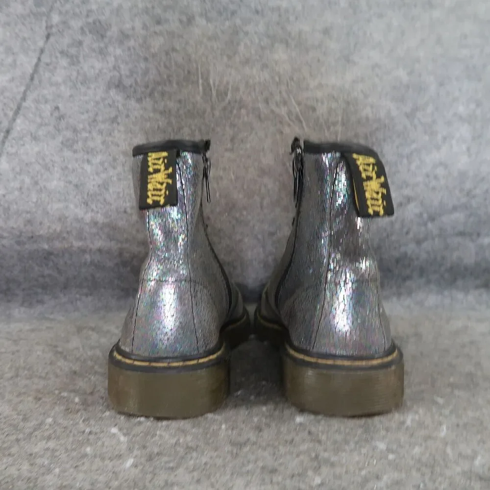Dr Martens Shoes Kids 3 Boots Combat Delaney Crackle Iridescent Leather Docs Dm